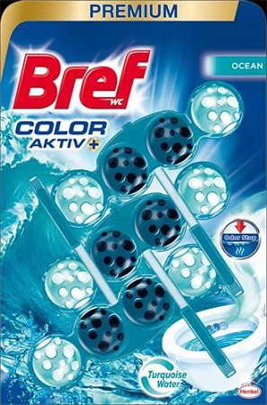 Bref Color Power 3x50g Ocean kul | Čistící, dezinf.prostř., dezodoranty - Přípravky na WC - Závěsy na WC a pissoárové kostky